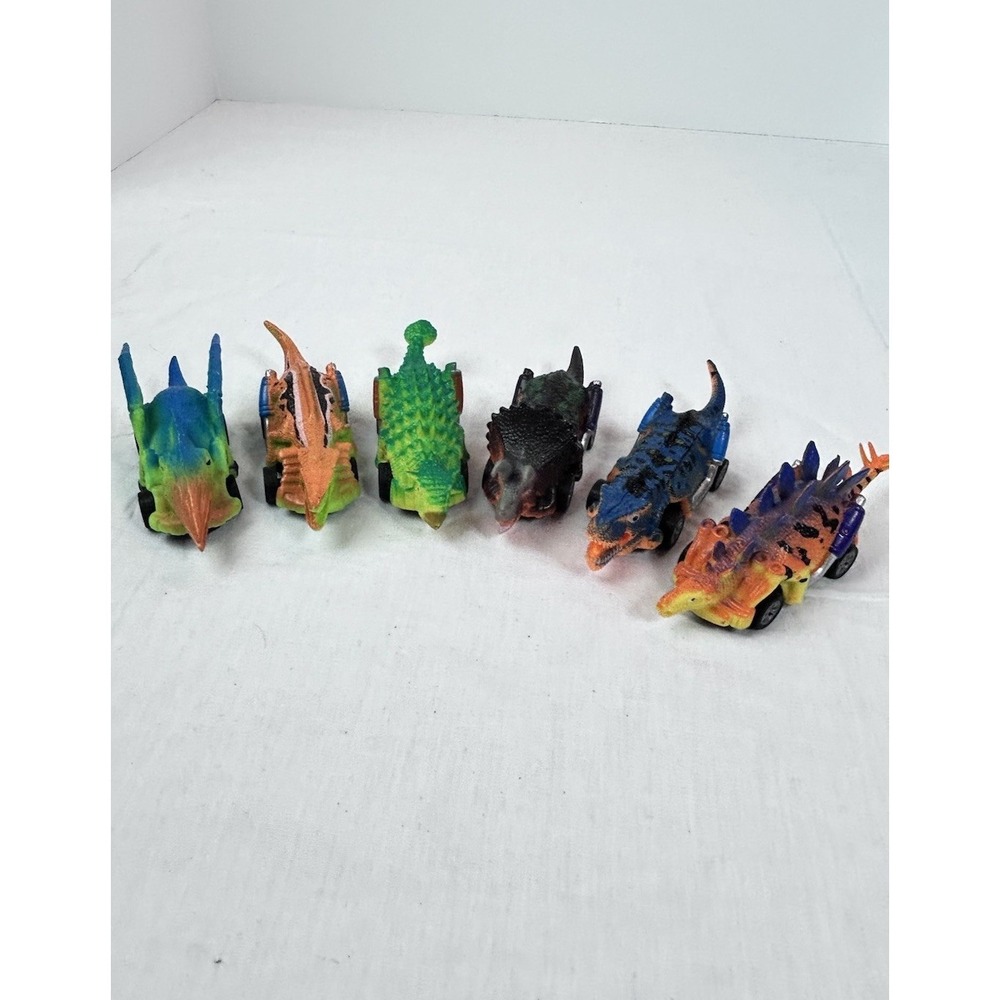 Dinosaur Toy Pull Back Cars 6 Pack Dino Toys Neon